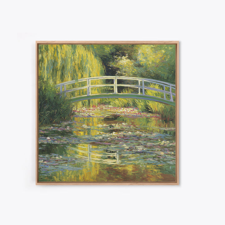 Water Garden Bridge Framed Canvas Print, Impressionist Art, Landscape Art, Living Room Decor, Fine Art, Impression, IMP-1x1-66