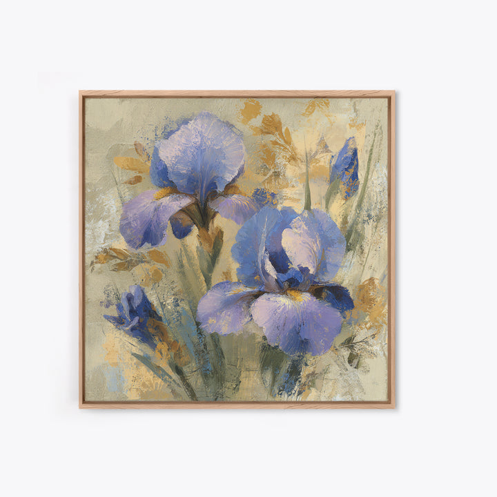 Iris Garden with Blue Violet Strokes Framed Canvas Print, Impressionist Art, Modern Art, Living Room Decor, Oil Painting, IMP-1x1-68