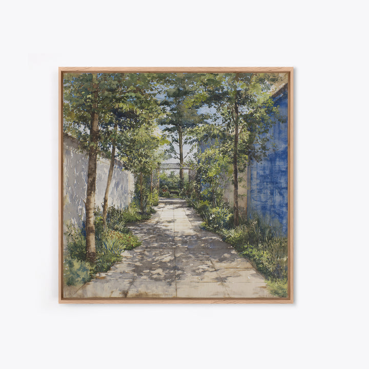 Garden Path Covered Framed Canvas Print, Impressionist Art, Fine Art Print, Living Room Decor, Watercolor Art, Impression, IMP-1x1-74