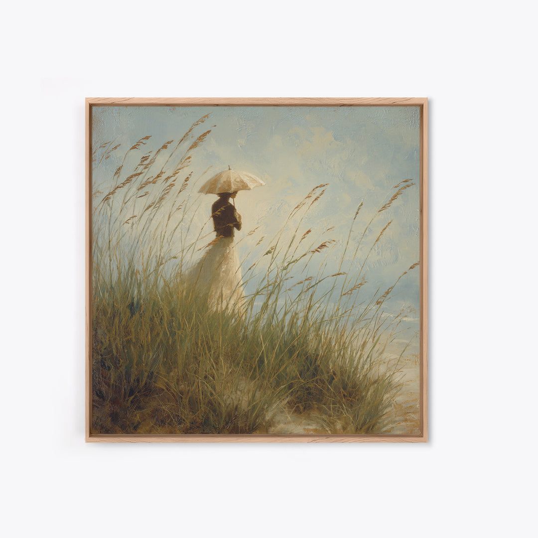 Woman with Parasol in Breezy Meadow Canvas Print, Impressionist Art, Statement Artwork, Living Room Decor, Fine Art, Impression, IMP-1x1-75