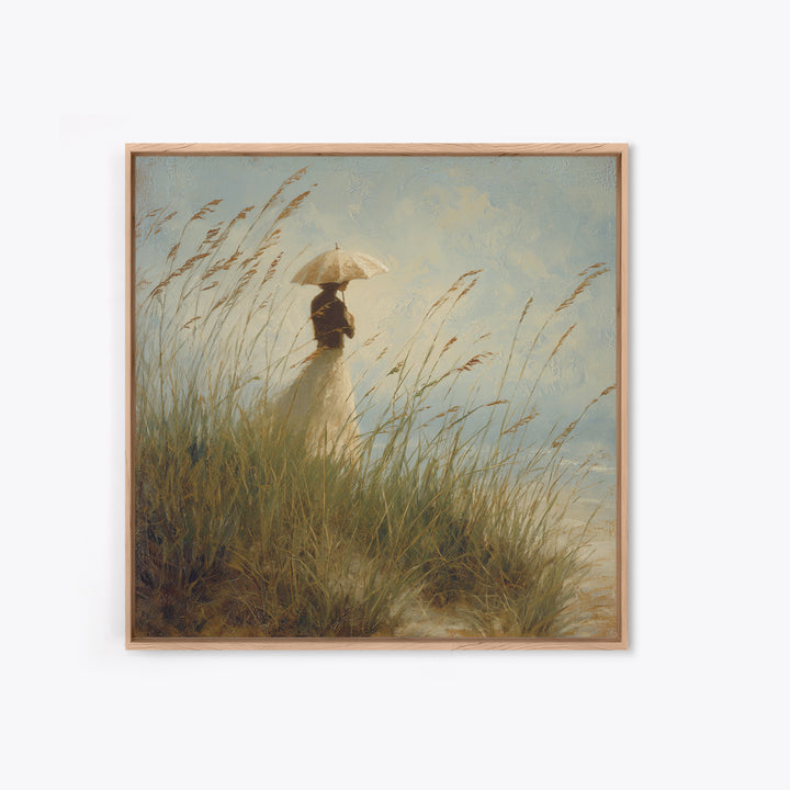 Woman with Parasol in Breezy Meadow Canvas Print, Impressionist Art, Statement Artwork, Living Room Decor, Fine Art, Impression, IMP-1x1-75
