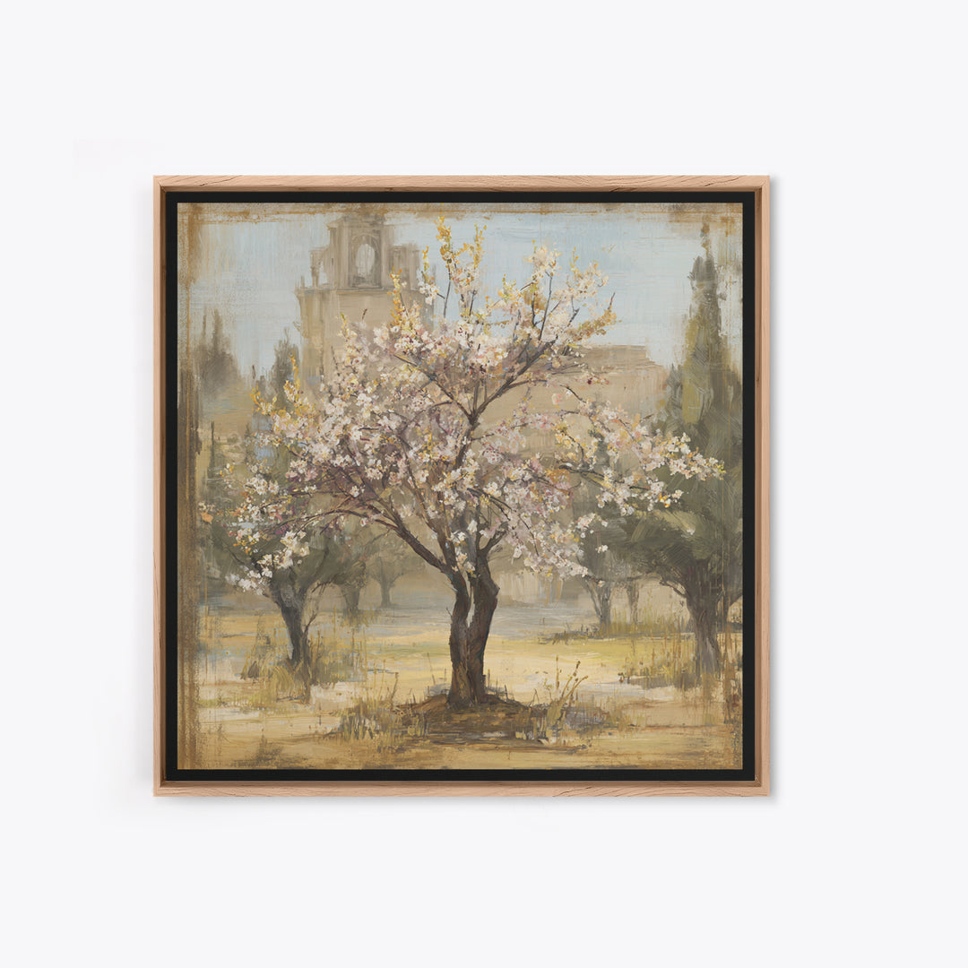 Spring Orchard with Blossoming Trees Framed Canvas Print, Impressionist Art, Statement Artwork, Living Room Decor, Impression, IMP-1x1-78