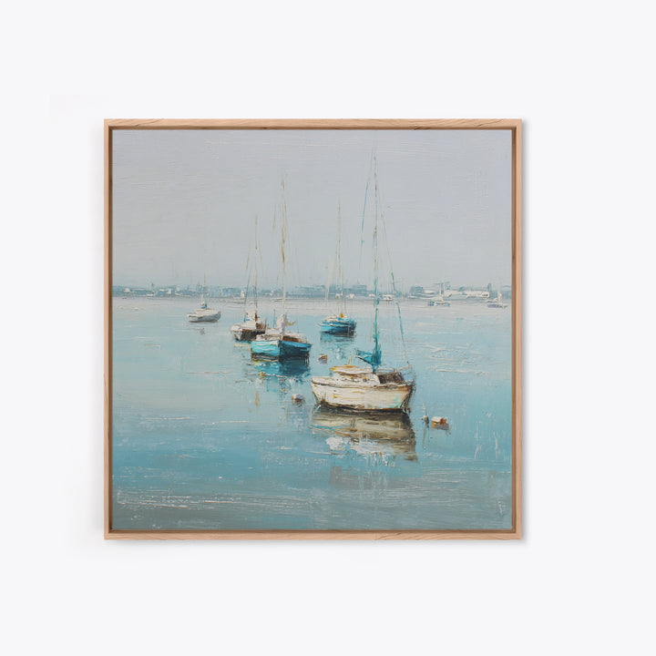 Sailboats on a Bright Sparkling Harbor Canvas Print, Impressionist Art, Painting, Living Room Decor, Fine Art, Impression, IMP-1x1-81