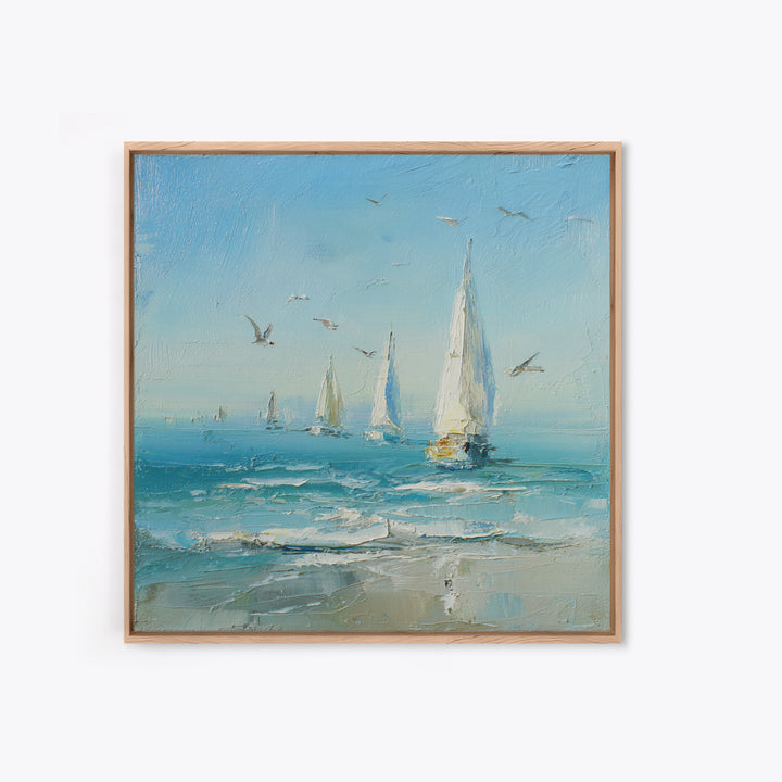 Sailboats on a Bright Sparkling Harbor Canvas Print, Impressionist Art, Statement Artwork, Living Room Decor, Impression, IMP-1x1-9