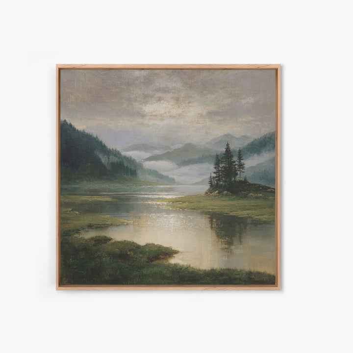 Mountain Lake with Sparkling Reflections Canvas Print, Impressionist Art, Original Painting, Living Room Decor, Impression, IMP-1x1-96