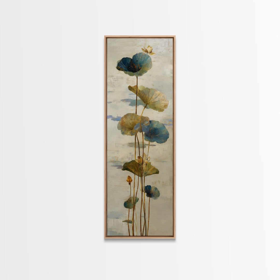 Water Lilies Floating on a Sunlit Pond Canvas Print, Impressionist Art, Minimalist Decor, Living Room Decor, Impression, IMP-1x3-13