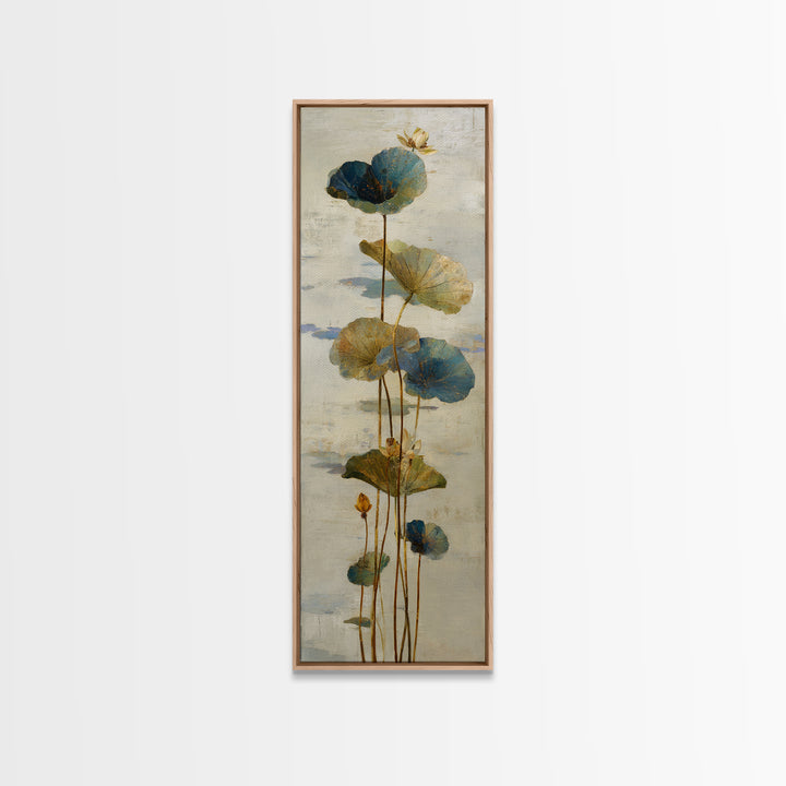 Water Lilies Floating on a Sunlit Pond Canvas Print, Impressionist Art, Minimalist Decor, Living Room Decor, Impression, IMP-1x3-13