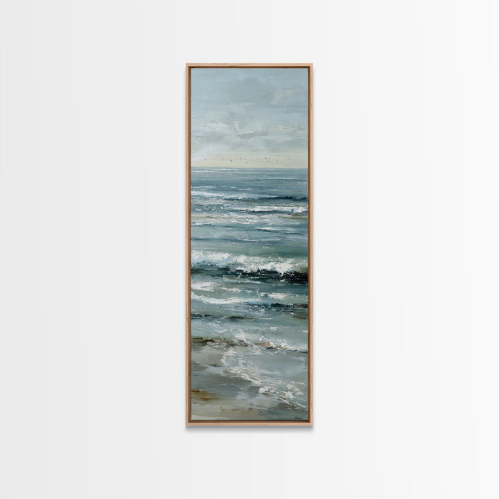 Coastal Beach Figures Framed Canvas Print, Impressionist Art, Wall Art Framed, Living Room Decor, Fine Art, Impression, IMP-1x3-31