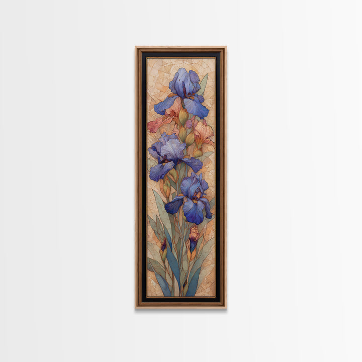 Iris Garden with Blue Violet Strokes Canvas Print, Impressionist Art, Living Room Decor, Watercolor Art, Impression, IMP-1x3-32