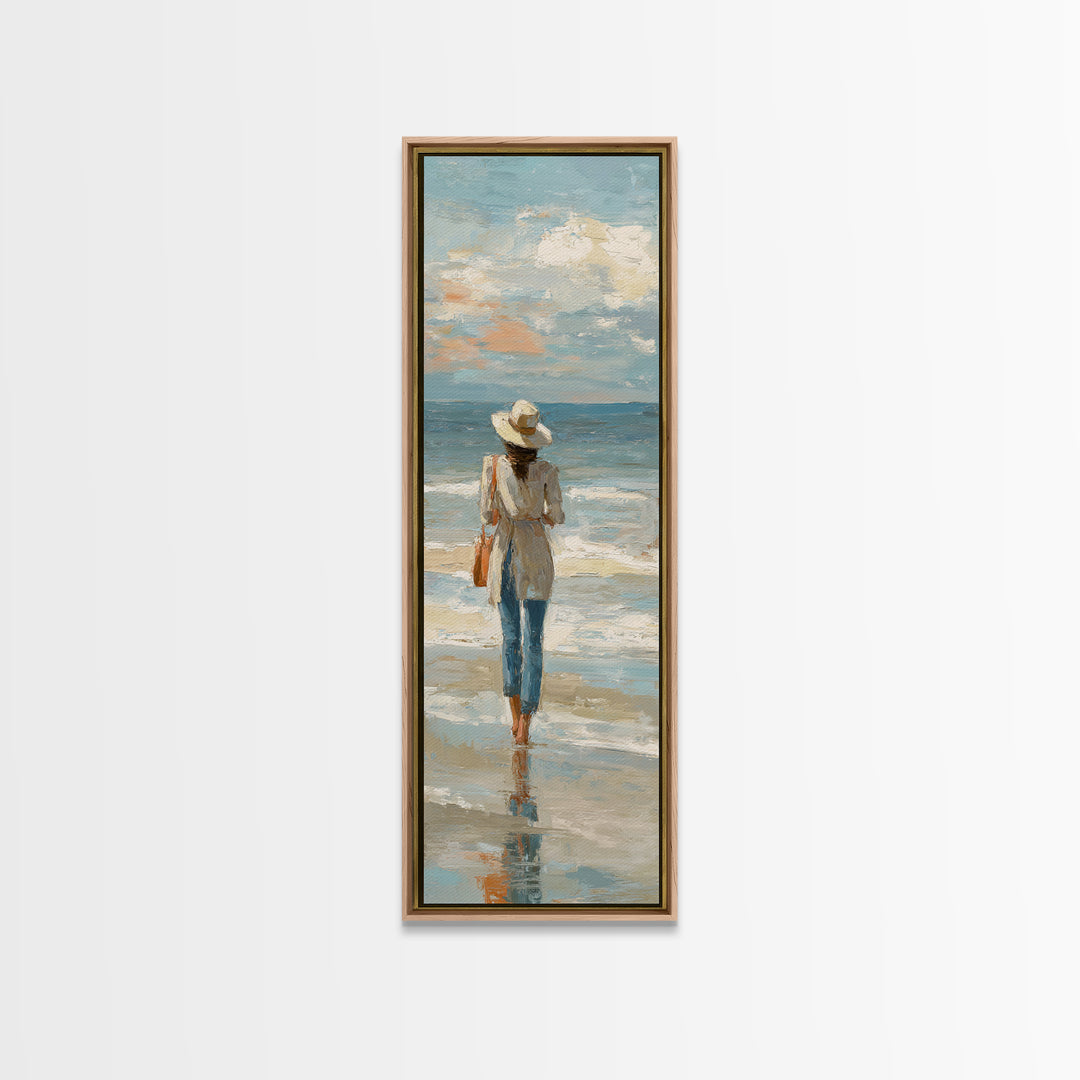 Coastal Beach Figures Canvas Print, Impressionist Art, Floral Wall Art, Living Room Decor, Fine Art, Impression, Fine Art Print, IMP-1x3-55