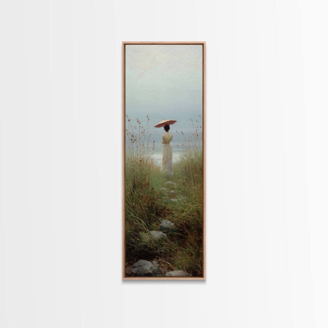 Woman with Parasol in Breezy Meadow Canvas Print, Impressionist Art, Living Room Art, Living Room Decor, Oil Painting, IMP-1x3-63