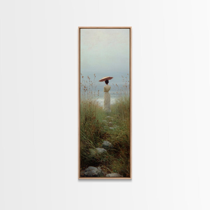 Woman with Parasol in Breezy Meadow Canvas Print, Impressionist Art, Living Room Art, Living Room Decor, Oil Painting, IMP-1x3-63