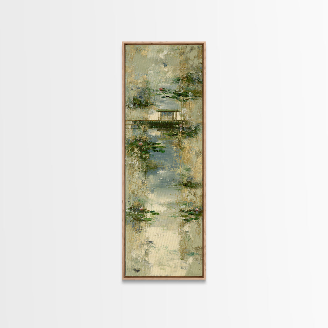 Water Garden Bridge Canvas Print, Impressionist Art, Statement Artwork, Living Room Decor, Fine Art, Impression, Art Print, IMP-1x3-78