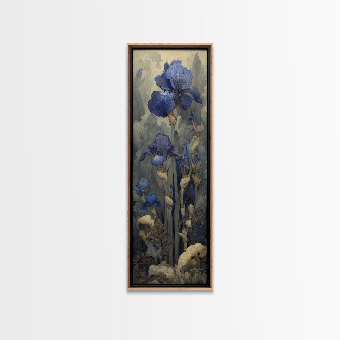 Iris Garden with Blue Violet Strokes Canvas Print, Impressionist Art, Contemporary Art, Living Room Decor, Impression, IMP-1x3-8