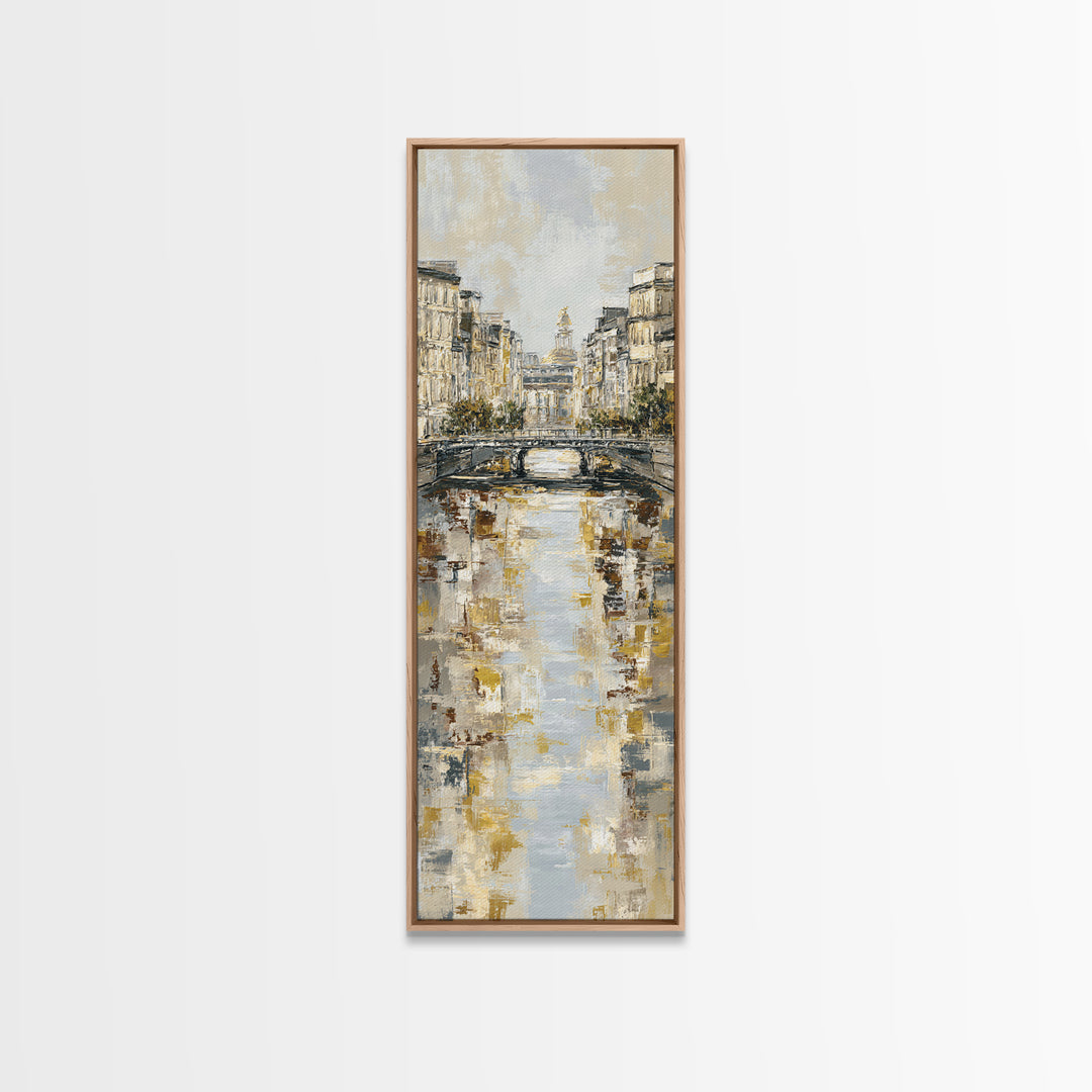 Paris Bridge Reflected Framed Canvas Print, Impressionist Art, Boho Decor, Living Room Decor, Oil Painting, Impression, IMP-1x3-91