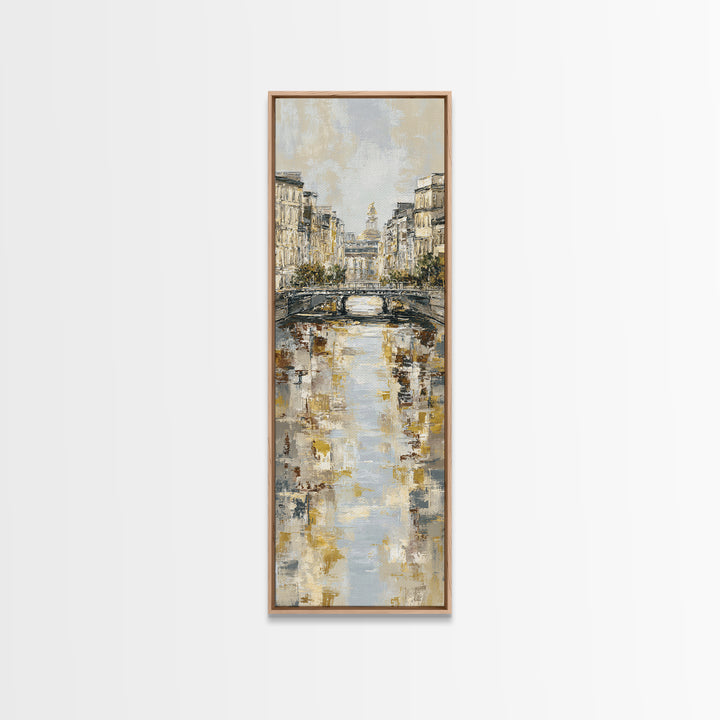 Paris Bridge Reflected Framed Canvas Print, Impressionist Art, Boho Decor, Living Room Decor, Oil Painting, Impression, IMP-1x3-91
