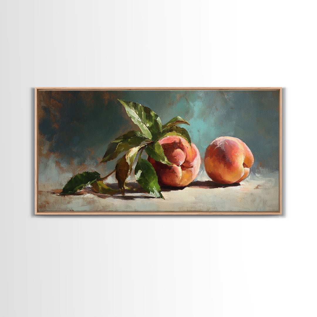 Still Life of Peaches Framed Canvas Print, Impressionist Art, Flower Print, Living Room Decor, Fine Art, Impression, IMP-2x1-19