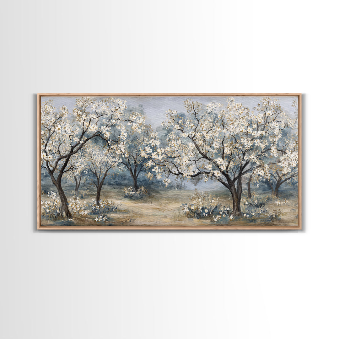 Spring Orchard with Blossoming Trees Canvas Print, Impressionist Art, Living Room Decor, Abstract Art, Impression, IMP-2x1-2