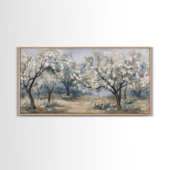 Spring Orchard with Blossoming Trees Canvas Print, Impressionist Art, Living Room Decor, Abstract Art, Impression, IMP-2x1-2