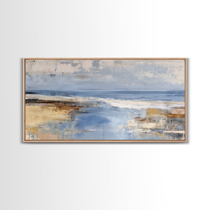 Soft Seaside Cliffs Framed Canvas Print, Impressionist Art, Large Wall Art, Living Room Decor, Impression, Abstract Painting, IMP-2x1-25