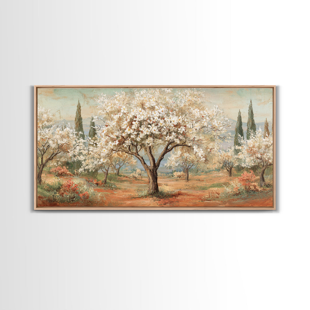 Spring Orchard with Blossoming Trees Canvas Print, Impressionist Art, Living Room Decor, Abstract Art, Impression, IMP-2x1-26