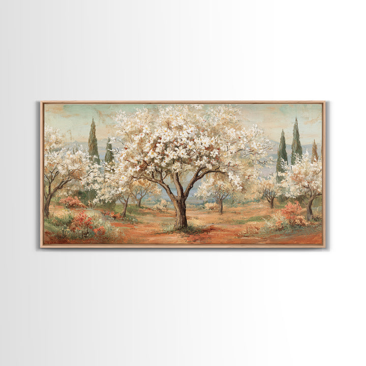 Spring Orchard with Blossoming Trees Canvas Print, Impressionist Art, Living Room Decor, Abstract Art, Impression, IMP-2x1-26