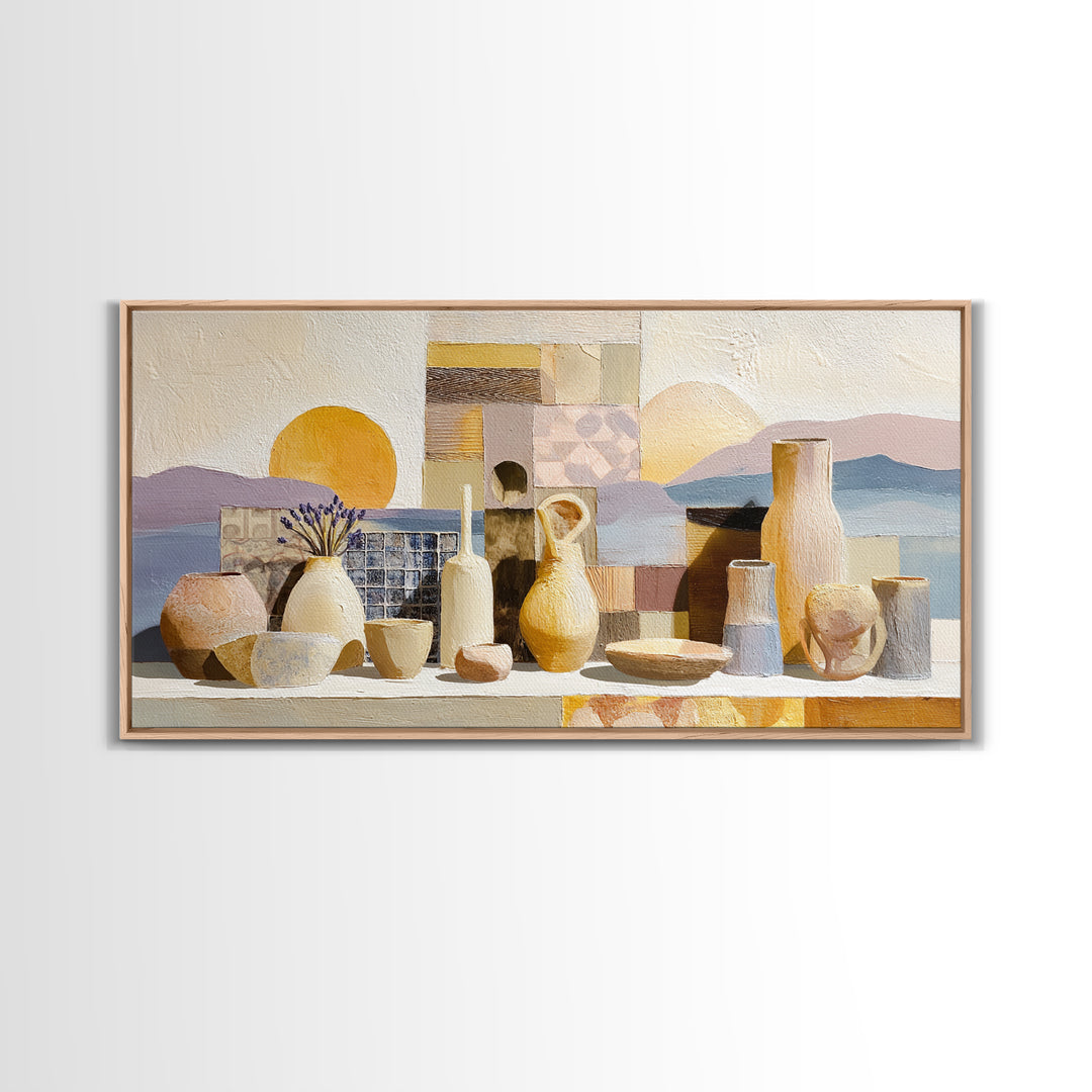 Sunset over Lavender Field Framed Canvas Print, Impressionist Art, Contemporary Art, Living Room Decor, Fine Art, Impression, IMP-2x1-34