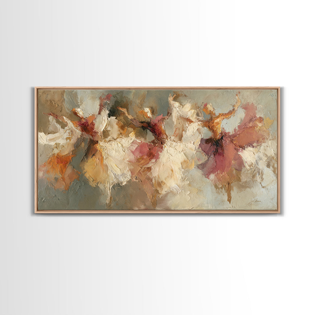 Dancers Suggested by Soft Moving Brushwork Framed Canvas Print, Impressionist Art, Wall Art, Living Room Decor, Oil Painting, IMP-2x1-35