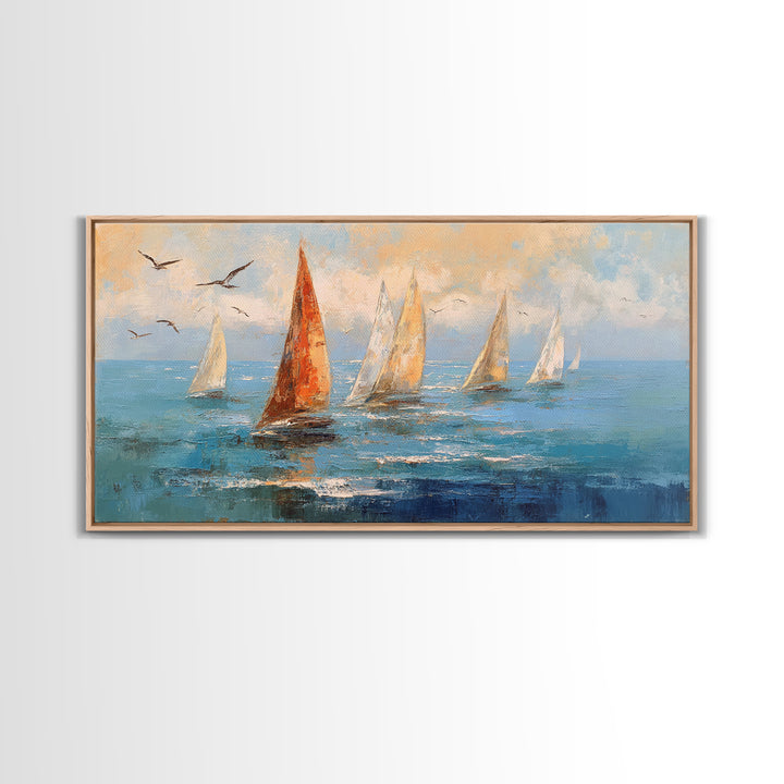 Coastal Beach Figures Canvas Print, Impressionist Art, Oil Painting, Living Room Decor, Fine Art, Impression, Coastal Wall Art, IMP-2x1-39