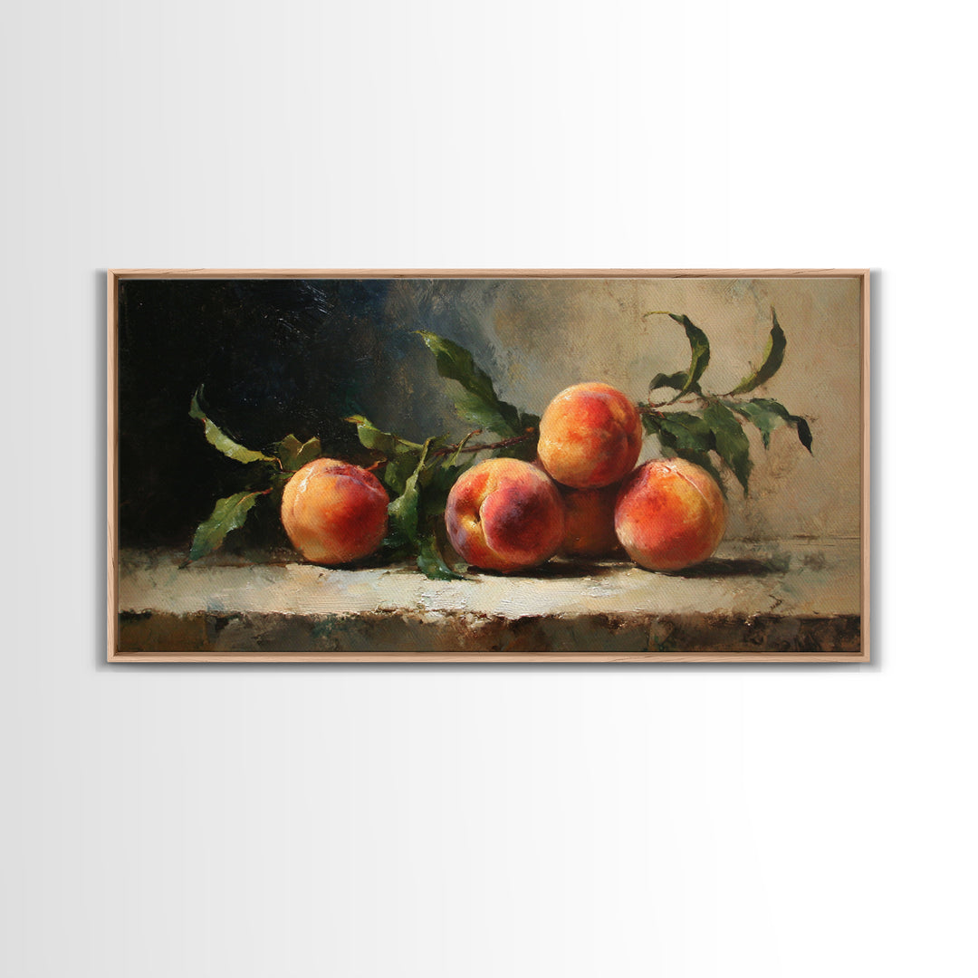 Still Life of Peaches Framed Canvas Print, Impressionist Art, Large Wall Art, Living Room Decor, Fine Art, Impression, IMP-2x1-43