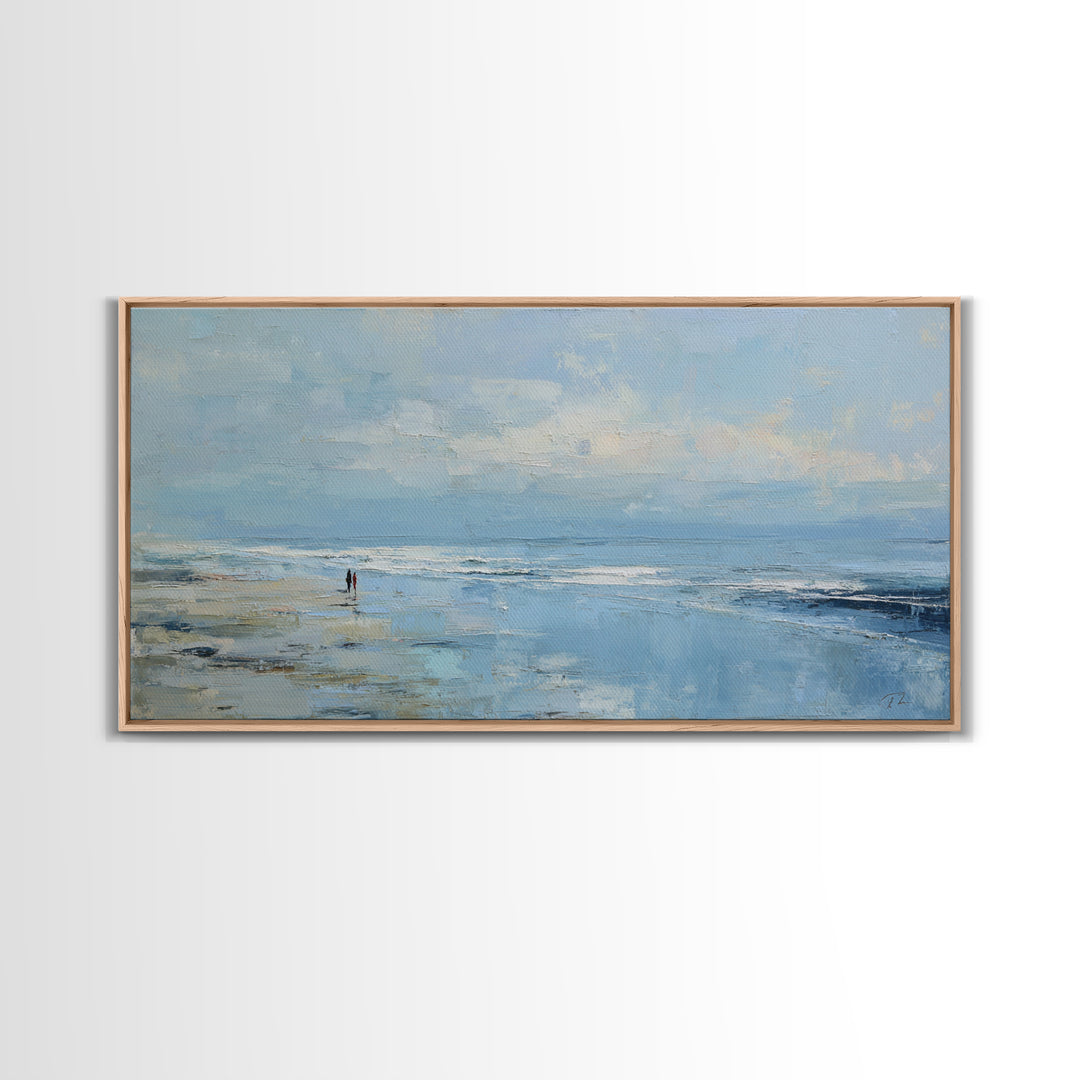Coastal Beach Figures Canvas Print, Impressionist Art, Living Room Wall Art, Living Room Decor, Fine Art, Impression, IMP-2x1-63