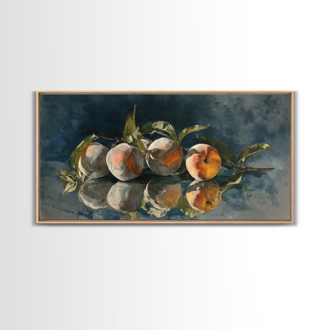 Still Life of Peaches Framed Canvas Print, Impressionist Art, Gallery Decor, Living Room Decor, Fine Art, Impression, IMP-2x1-67