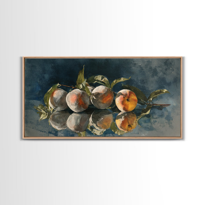 Still Life of Peaches Framed Canvas Print, Impressionist Art, Gallery Decor, Living Room Decor, Fine Art, Impression, IMP-2x1-67