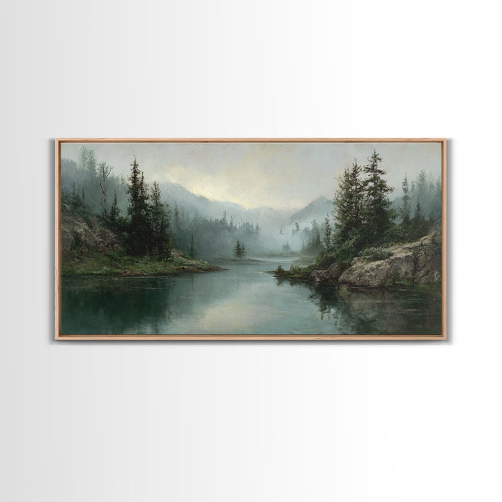 Mountain Lake with Sparkling Reflections Canvas Print, Impressionist Art, Original Art, Living Room Decor, Fine Art, Impression, IMP-2x1-68