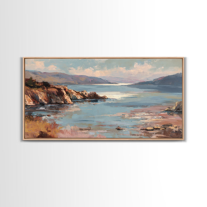 Soft Seaside Cliffs Canvas Print, Impressionist Art, Living Room Decor, Fine Art, Impression, Landscape Art, Colorful Wall Art, IMP-2x1-73