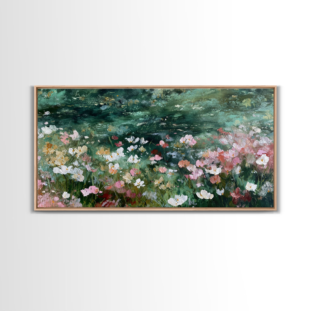Wildflower Field in Loose Pastel Strokes Canvas Print, Impressionist Art, Modern Wall Art, Living Room Decor, Impression, IMP-2x1-76