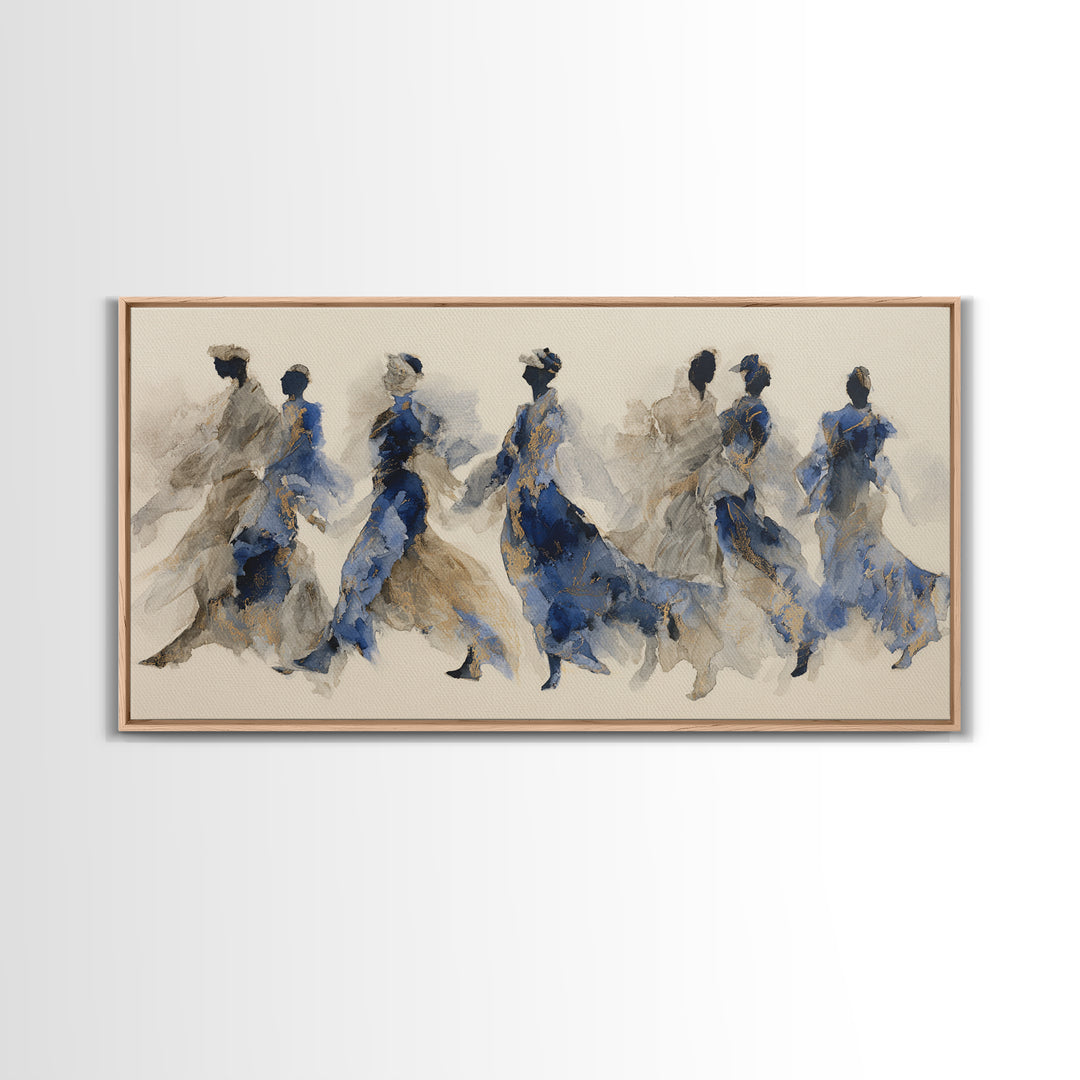 Dancers Suggested by Soft Moving Brushwork Framed Canvas Print, Impressionist Art, Painting, Living Room Decor, Impression, IMP-2x1-83