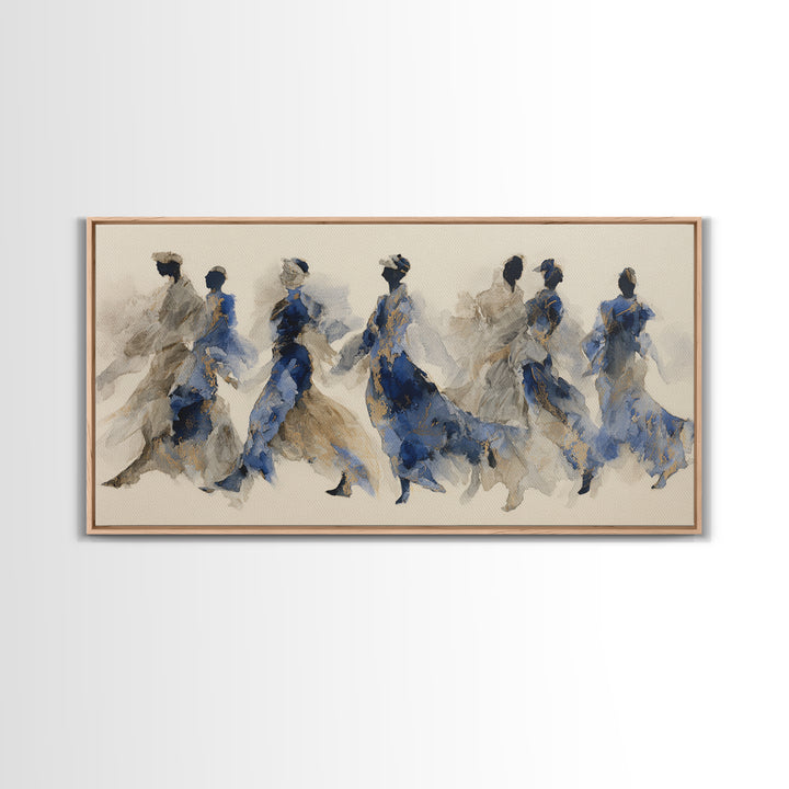 Dancers Suggested by Soft Moving Brushwork Framed Canvas Print, Impressionist Art, Painting, Living Room Decor, Impression, IMP-2x1-83