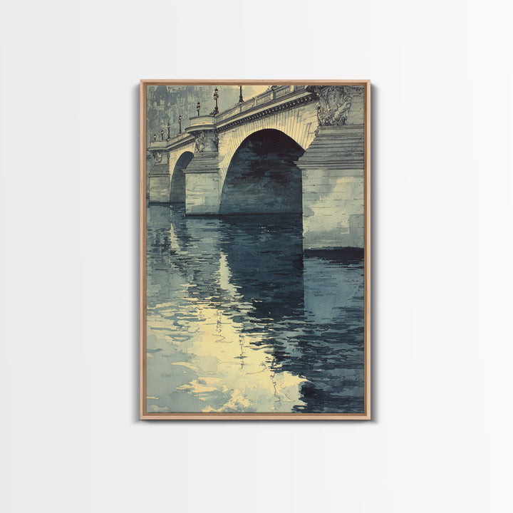 Paris Bridge Reflected Canvas Print, Impressionist Art, Minimalist Decor, Living Room Decor, Impression, Textured Wall Art, IMP-2x3-15