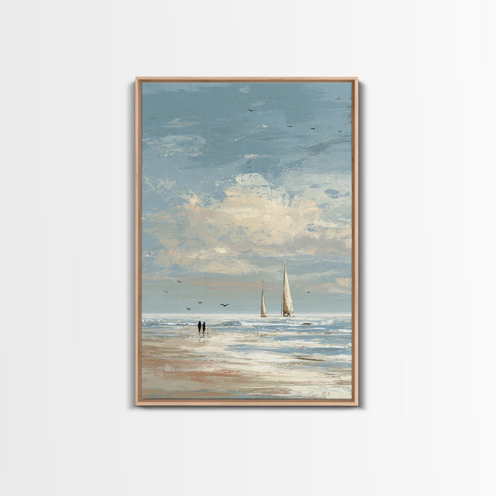 Coastal Beach Figures Canvas Print, Impressionist Art, Home Decor, Living Room Decor, Fine Art, Impression, Horizontal Wall Art, IMP-2x3-27