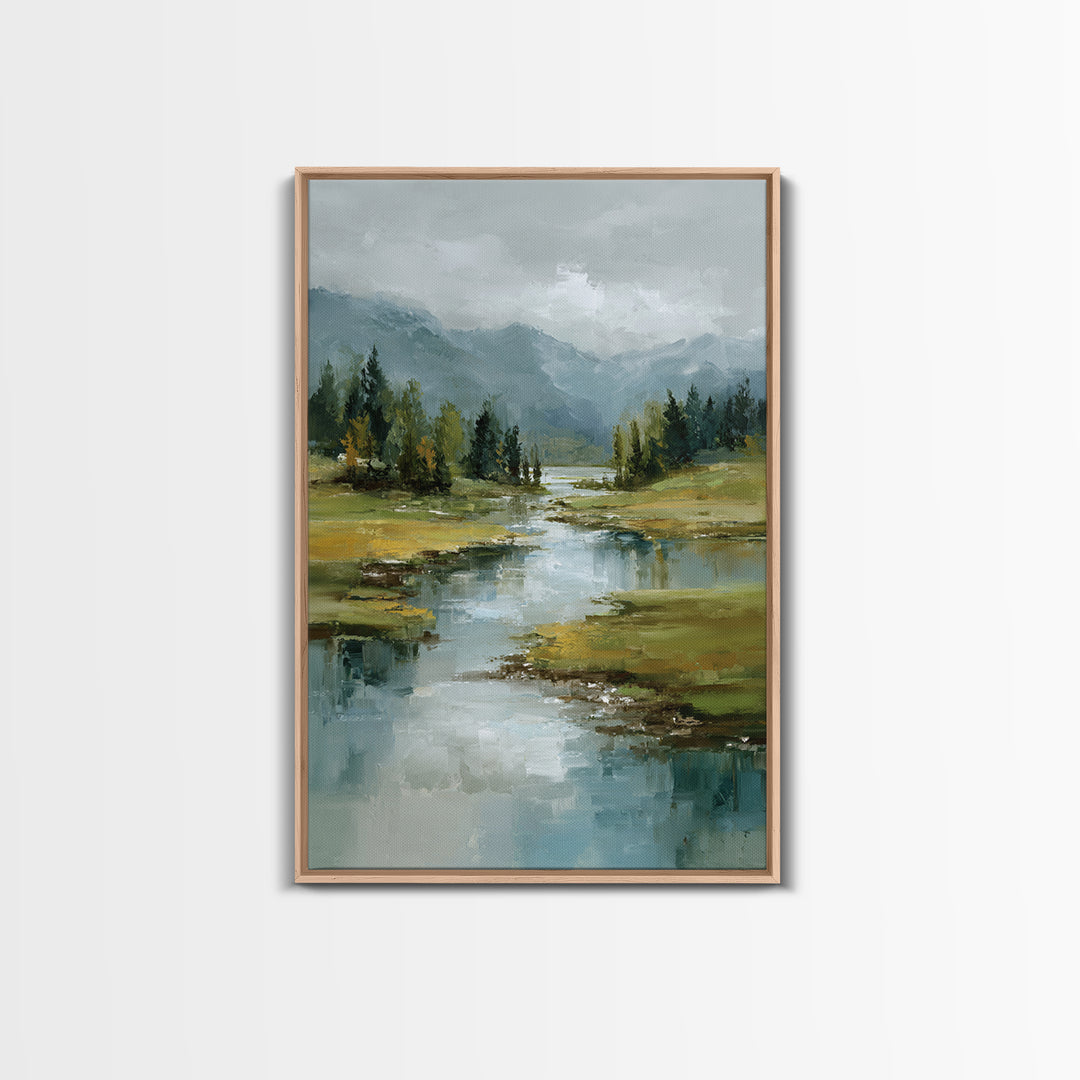 Mountain Lake with Sparkling Reflections Canvas Print, Impressionist Art, Statement Artwork, Living Room Decor, Impression, IMP-2x3-32