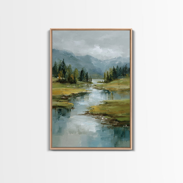 Mountain Lake with Sparkling Reflections Canvas Print, Impressionist Art, Statement Artwork, Living Room Decor, Impression, IMP-2x3-32