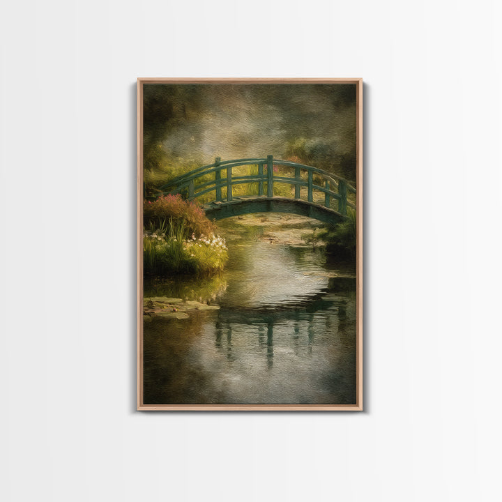 Water Garden Bridge Canvas Print, Impressionist Art, Painting, Living Room Decor, Oil Painting, Impression, Wall Art Framed, IMP-2x3-50