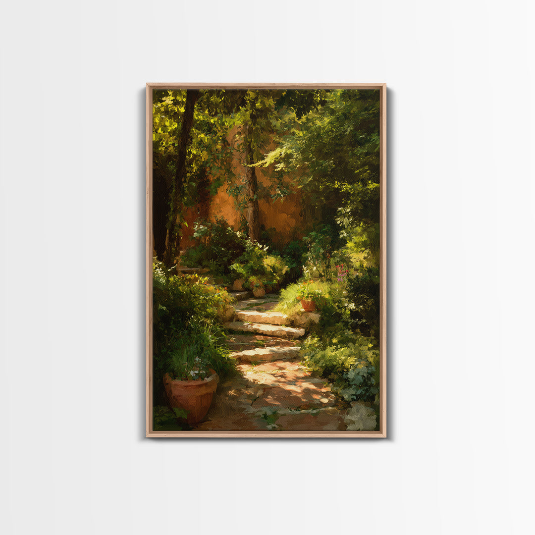 Garden Path Covered Canvas Print, Impressionist Art, Textured Wall Art, Living Room Decor, Impression, Landscape Painting, IMP-2x3-58