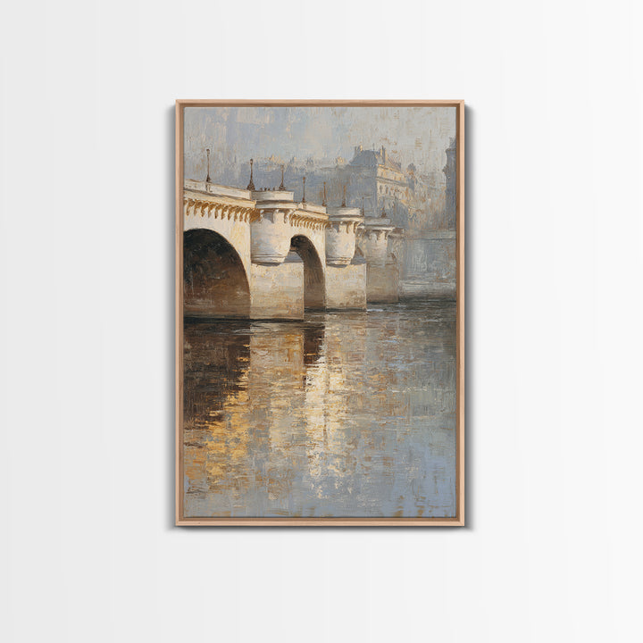 Paris Bridge Reflected Framed Canvas Print, Impressionist Art, Wall Art Framed, Living Room Decor, Watercolor Art, Impression, IMP-2x3-63