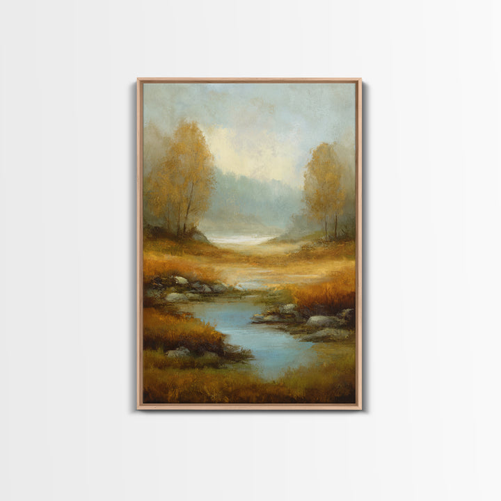Misty Riverbank with Willow Trees Canvas Print, Impressionist Art, Modern Wall Art, Living Room Decor, Fine Art, Impression, IMP-2x3-67