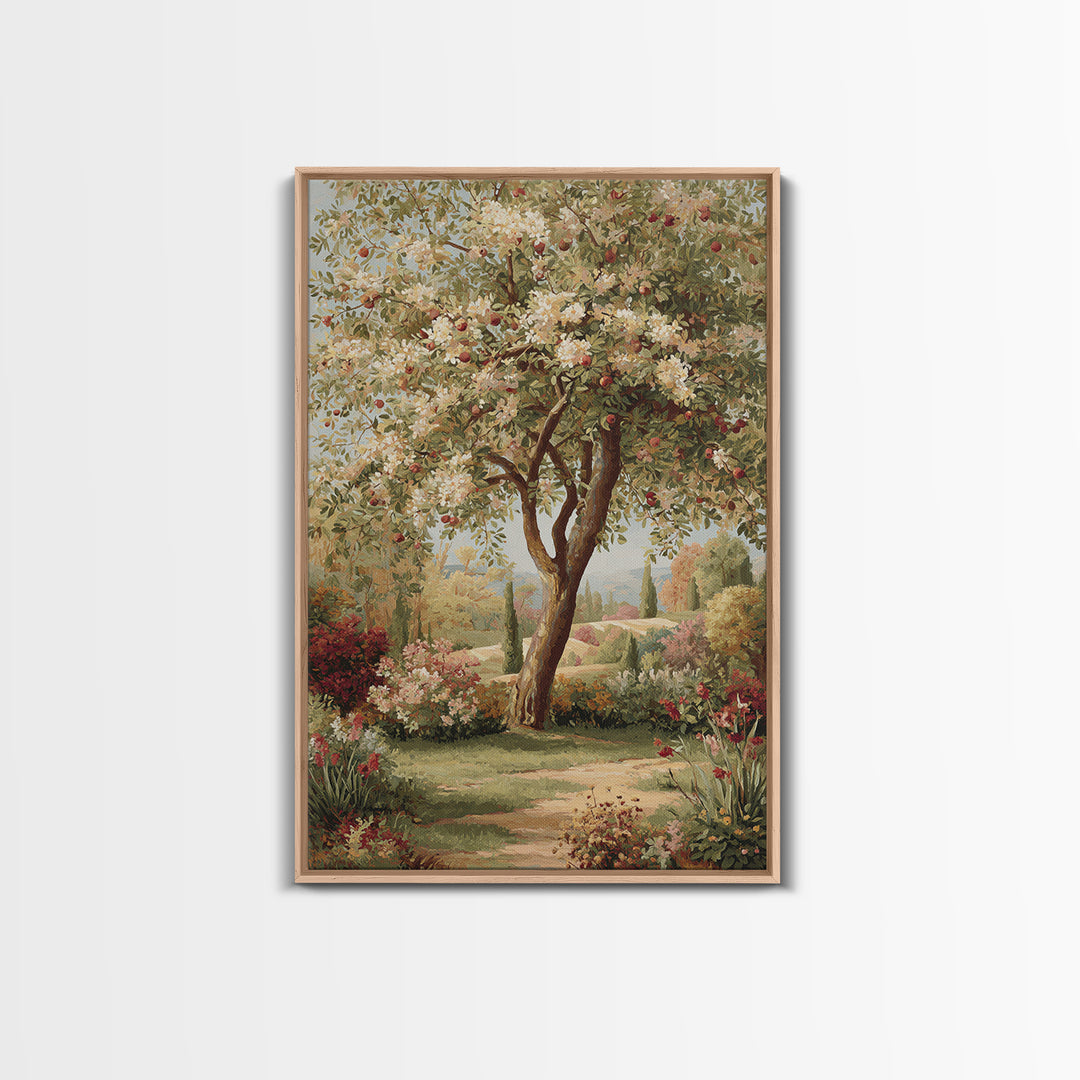 Apple Tree in Summer Orchard Framed Canvas Print, Impressionist Art, Coastal Wall Art, Living Room Decor, Fine Art, Impression, IMP-2x3-73