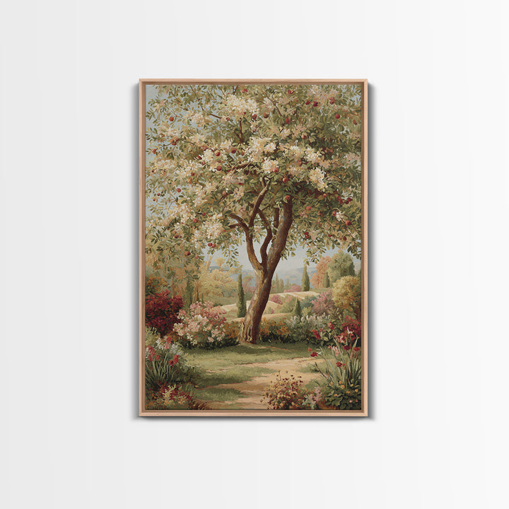 Apple Tree in Summer Orchard Framed Canvas Print, Impressionist Art, Coastal Wall Art, Living Room Decor, Fine Art, Impression, IMP-2x3-73
