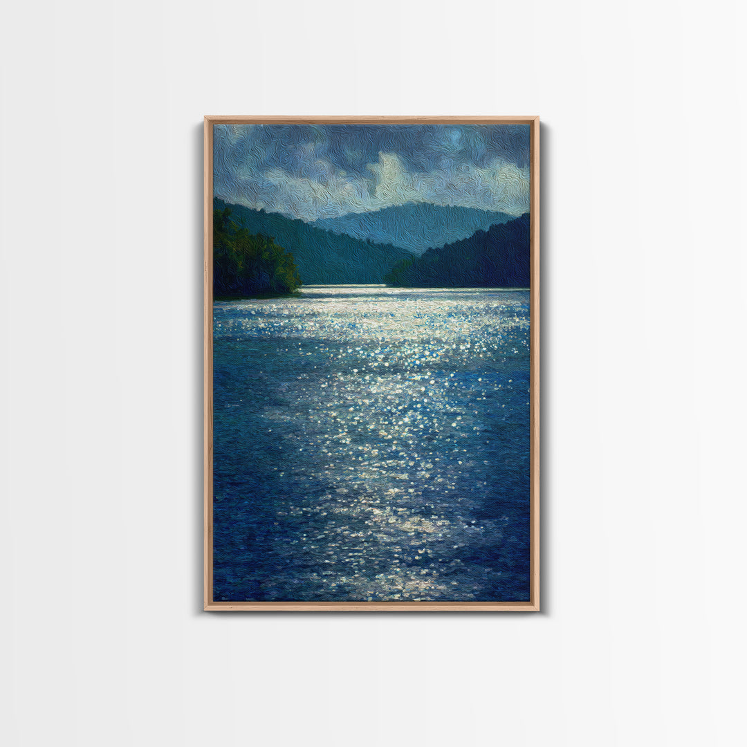 Mountain Lake with Sparkling Reflections Canvas Print, Impressionist Art, Living Room Art, Living Room Decor, Impression, IMP-2x3-8