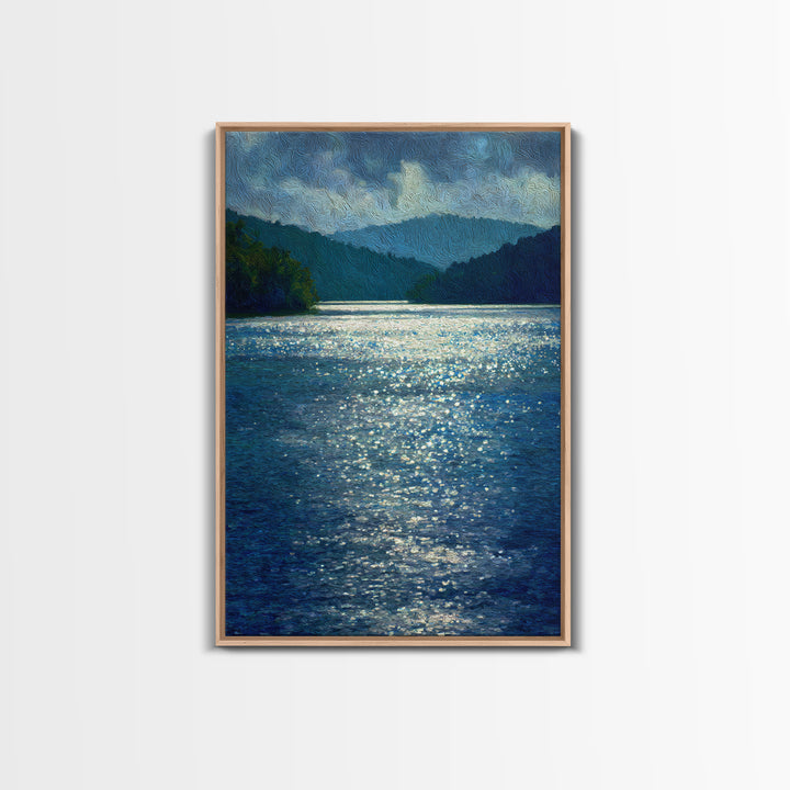 Mountain Lake with Sparkling Reflections Canvas Print, Impressionist Art, Living Room Art, Living Room Decor, Impression, IMP-2x3-8